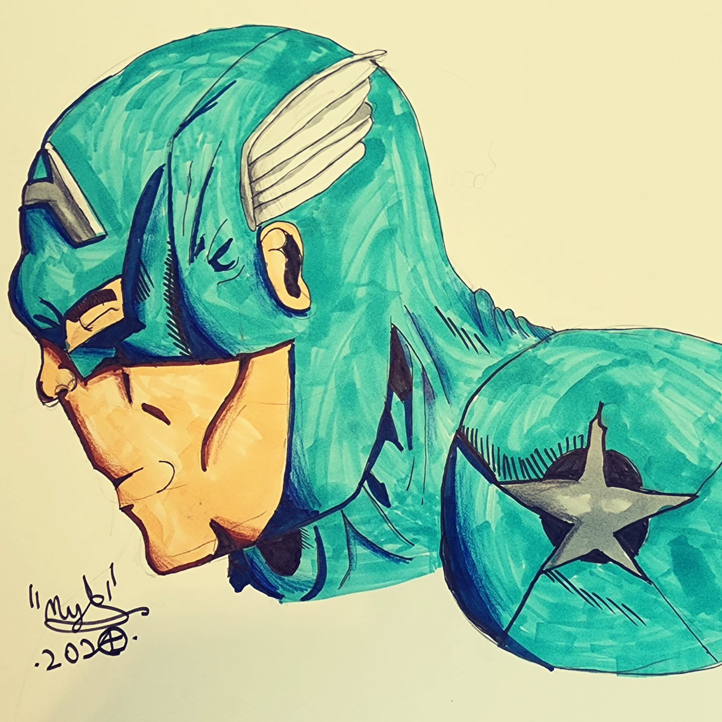 Captain America Profile Illustration