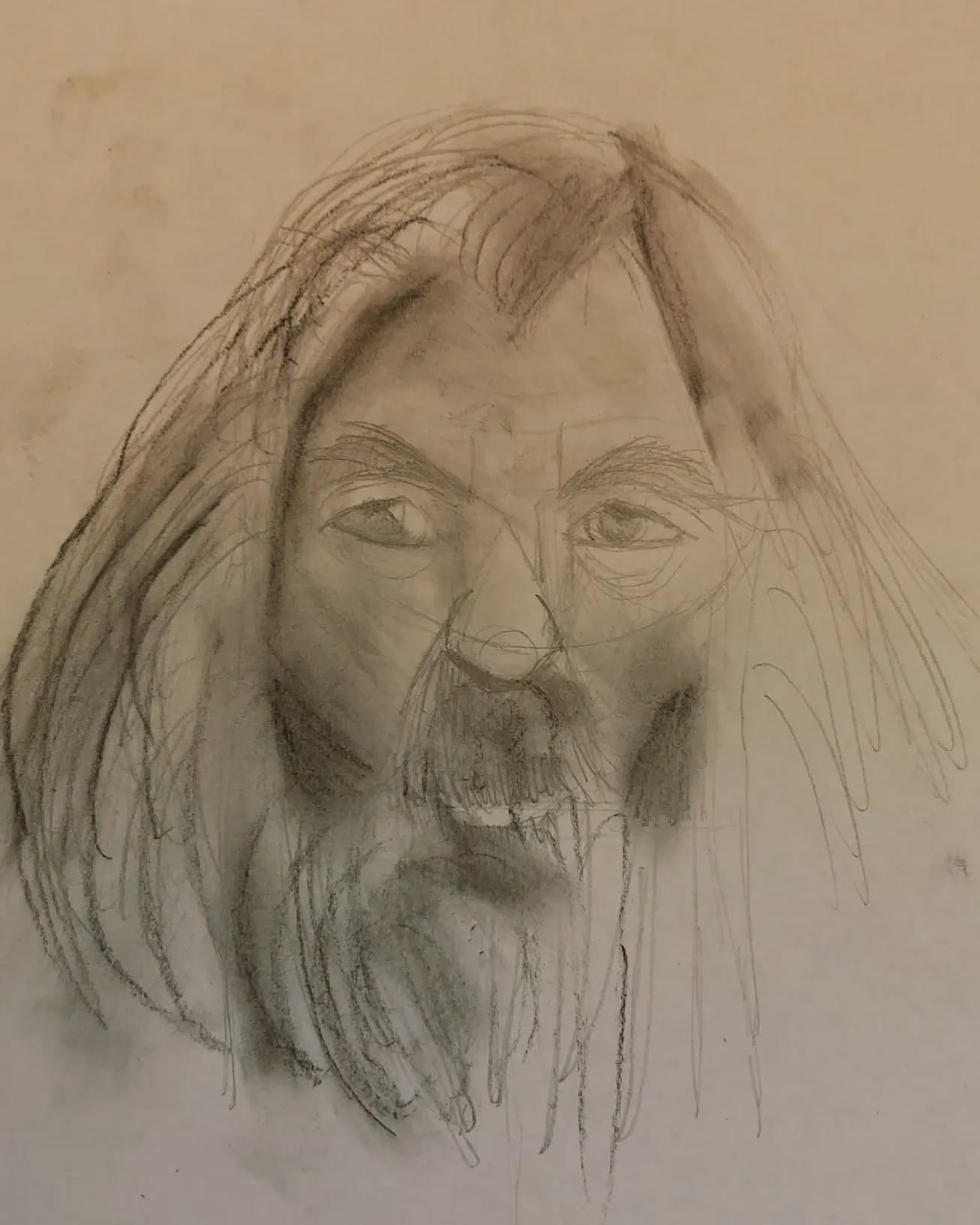 Rough graphite portrait sketch by Myles