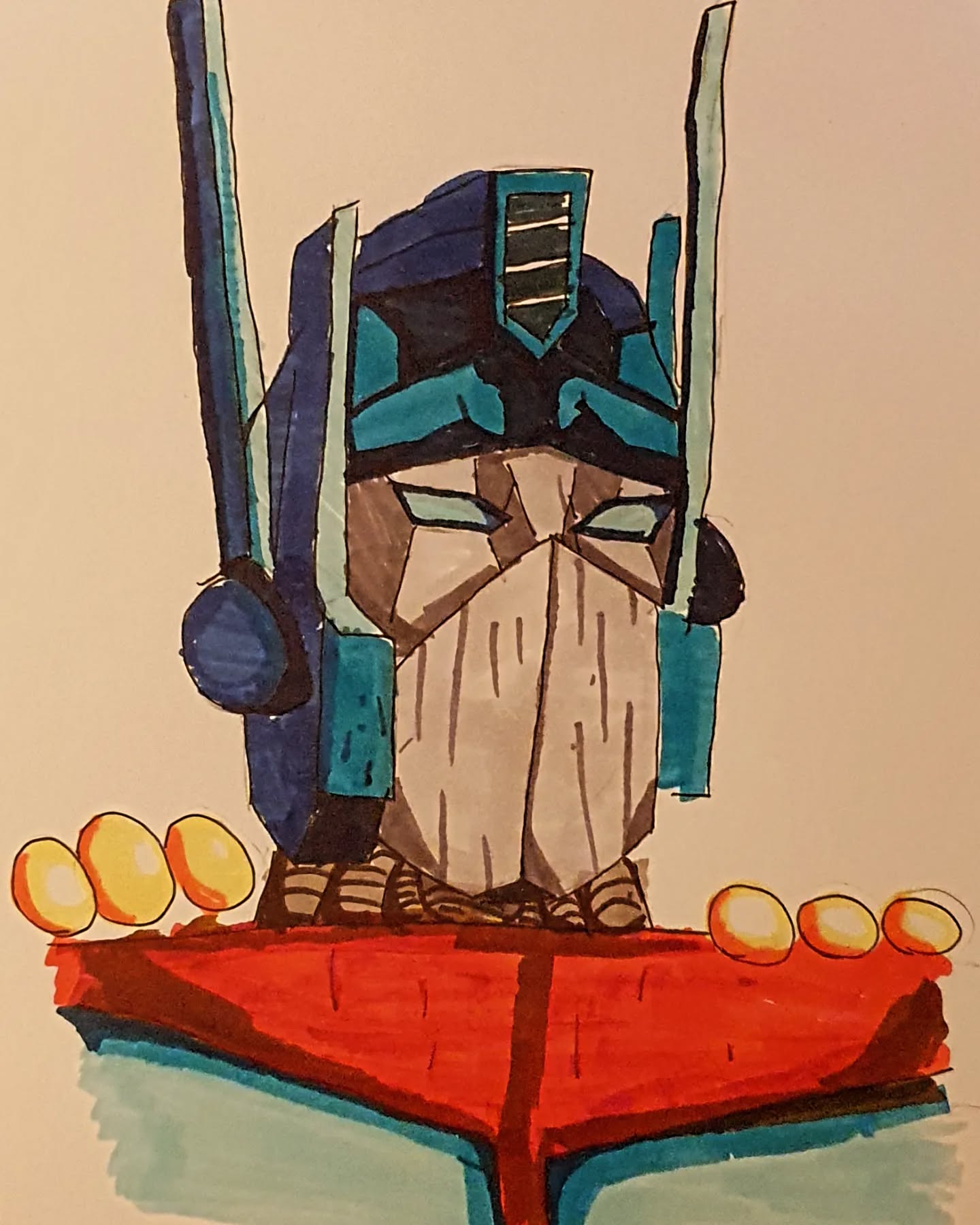 Robot leader bust artwork by Myles