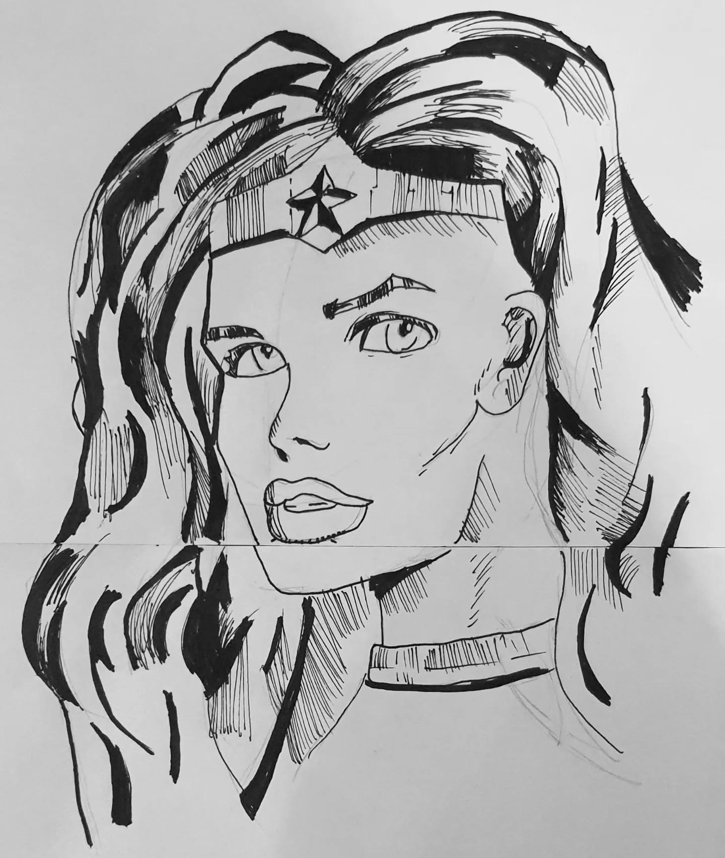 Black and white portrait sketch by Myles